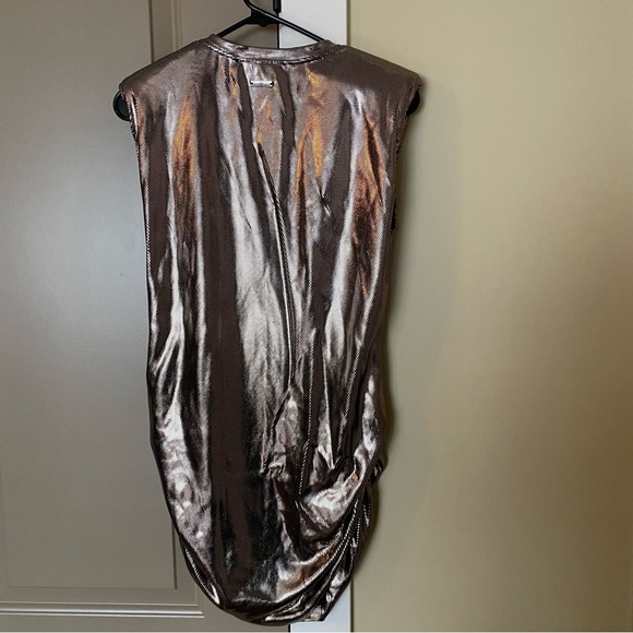 John Richmond Gold Ruched Mini Dress Size S - Picture 2 of 6